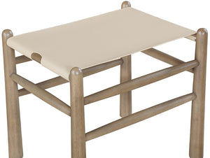 Meridian Furniture Santos Art Deco Vegan Leather Upholstered Bench with Wood Frame for Bedroom or Entry Beige 22019 22019Beige