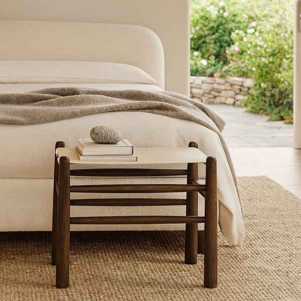 Meridian Furniture Santos Art Deco Vegan Leather Upholstered Bench with Wood Frame for Bedroom or Entry Cream 22019 22019Cream