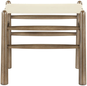 Meridian Furniture Santos Art Deco Vegan Leather Upholstered Bench with Wood Frame for Bedroom or Entry Cream 22019 22019Cream