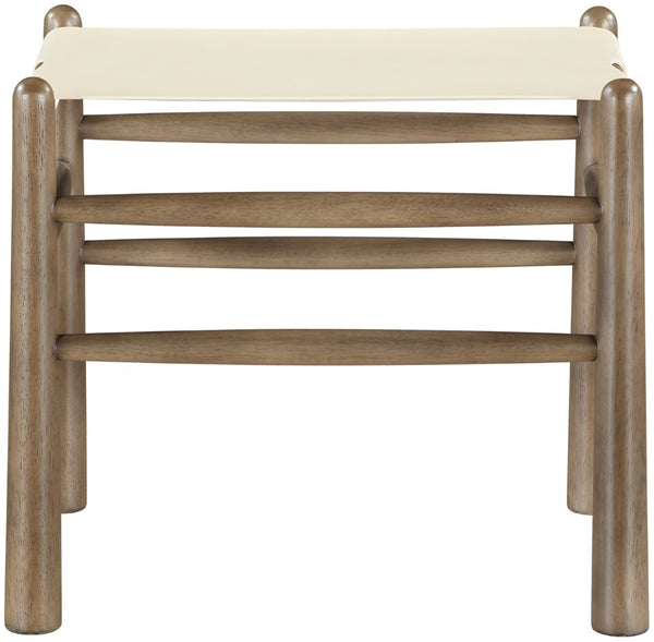 Meridian Furniture Santos Art Deco Vegan Leather Upholstered Bench with Wood Frame for Bedroom or Entry Cream 22019 22019Cream