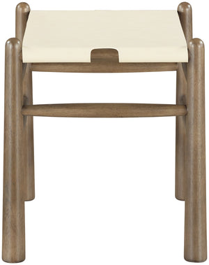 Meridian Furniture Santos Art Deco Vegan Leather Upholstered Bench with Wood Frame for Bedroom or Entry Cream 22019 22019Cream