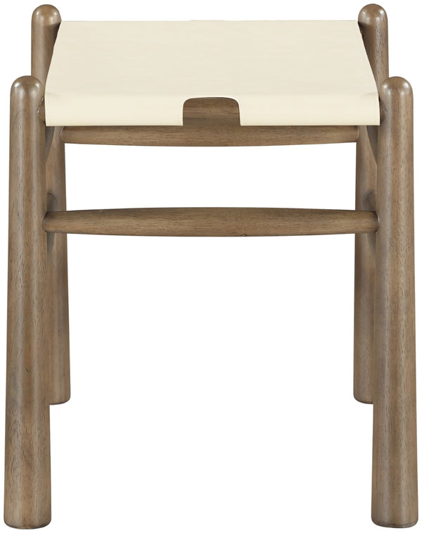 Meridian Furniture Santos Art Deco Vegan Leather Upholstered Bench with Wood Frame for Bedroom or Entry Cream 22019 22019Cream