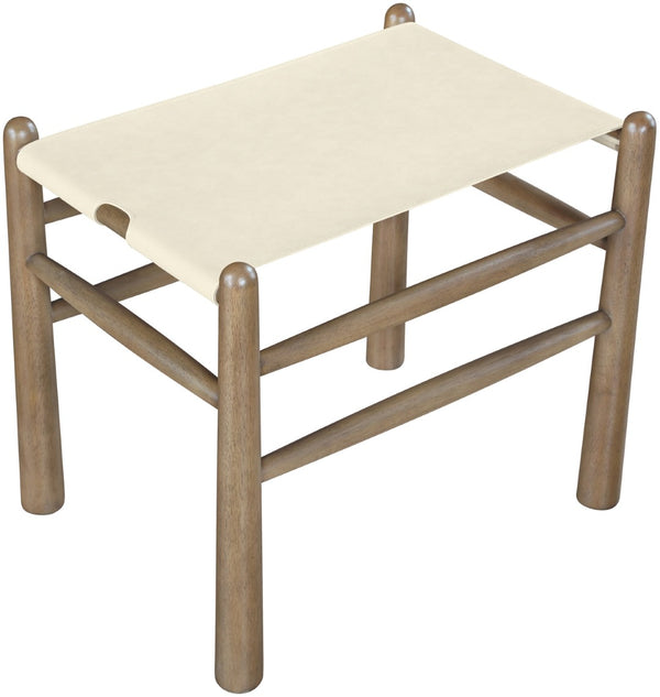 Meridian Furniture Santos Art Deco Vegan Leather Upholstered Bench with Wood Frame for Bedroom or Entry Cream 22019 22019Cream