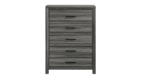 English Elm Denver Modern Twin 5-Piece Bedroom Set in Gray — Contemporary Wood Bed, Nightstand, Dresser, Chest & Mirror (Coordinated) B009S02018