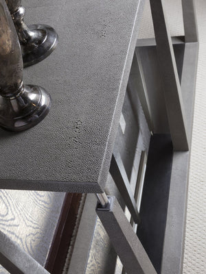 Lexington Artistica Home Ascension Console Table - Stunning Faux Shagreen Finish, Antique Mirror Top & Unique Design Features Gray Wood 2202-966