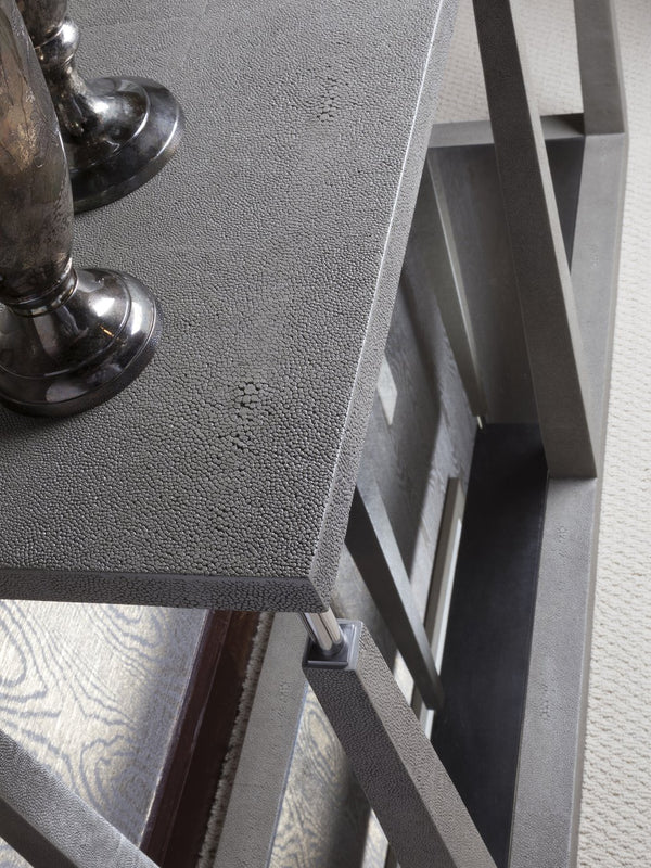 Lexington Artistica Home Ascension Console Table - Stunning Faux Shagreen Finish, Antique Mirror Top & Unique Design Features Gray Wood 2202-966