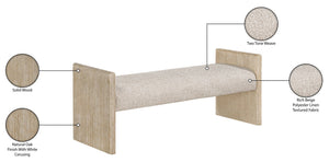 Meridian Furniture Hickory Upholstered Bench with Wood Frame and Woven Textile for Bedroom or Entryway Decor Beige A 22021Beige