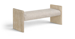 Meridian Furniture Hickory Upholstered Bench with Wood Frame and Woven Textile for Bedroom or Entryway Decor Beige A 22021Beige