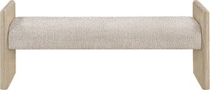 Meridian Furniture Hickory Upholstered Bench with Wood Frame and Woven Textile for Bedroom or Entryway Decor Beige A 22021Beige