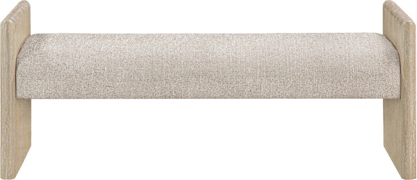 Meridian Furniture Hickory Upholstered Bench with Wood Frame and Woven Textile for Bedroom or Entryway Decor Beige A 22021Beige