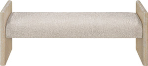 Meridian Furniture Hickory Upholstered Bench with Wood Frame and Woven Textile for Bedroom or Entryway Decor Beige A 22021Beige