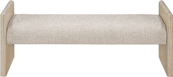 Meridian Furniture Hickory Upholstered Bench with Wood Frame and Woven Textile for Bedroom or Entryway Decor Beige A 22021Beige