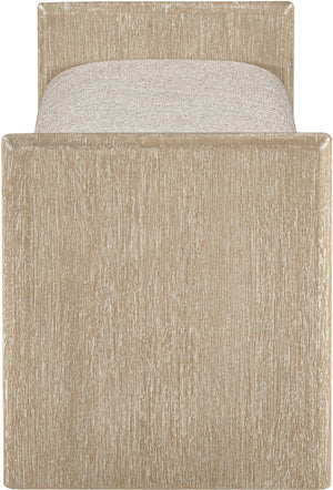 Meridian Furniture Hickory Upholstered Bench with Wood Frame and Woven Textile for Bedroom or Entryway Decor Beige A 22021Beige