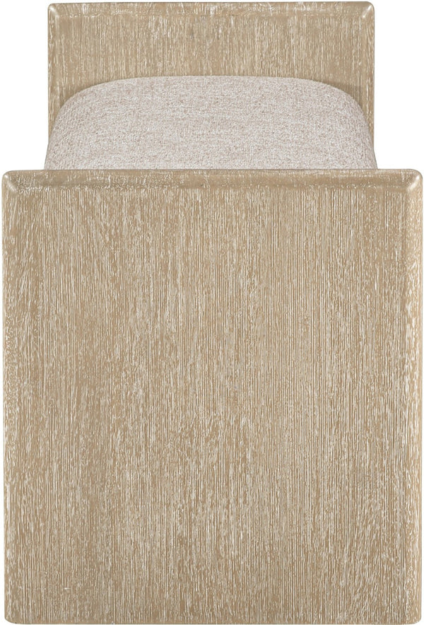 Meridian Furniture Hickory Upholstered Bench with Wood Frame and Woven Textile for Bedroom or Entryway Decor Beige A 22021Beige