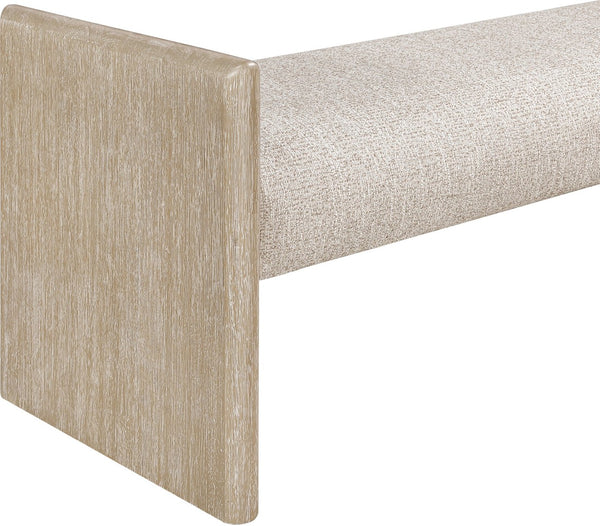 Meridian Furniture Hickory Upholstered Bench with Wood Frame and Woven Textile for Bedroom or Entryway Decor Beige A 22021Beige