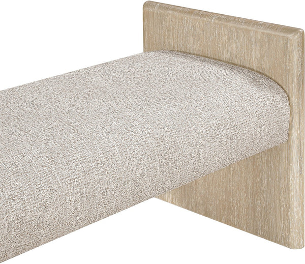 Meridian Furniture Hickory Upholstered Bench with Wood Frame and Woven Textile for Bedroom or Entryway Decor Beige A 22021Beige