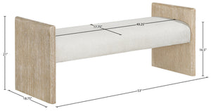 Meridian Furniture Hickory Upholstered Bench with Wood Frame and Woven Textile for Bedroom or Entryway Decor Cream A 22021Cream