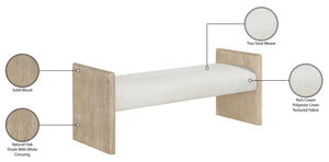 Meridian Furniture Hickory Upholstered Bench with Wood Frame and Woven Textile for Bedroom or Entryway Decor Cream A 22021Cream