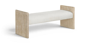 Meridian Furniture Hickory Upholstered Bench with Wood Frame and Woven Textile for Bedroom or Entryway Decor Cream A 22021Cream