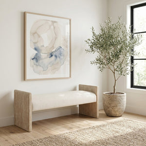 Meridian Furniture Hickory Upholstered Bench with Wood Frame and Woven Textile for Bedroom or Entryway Decor Cream A 22021Cream