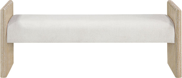 Meridian Furniture Hickory Upholstered Bench with Wood Frame and Woven Textile for Bedroom or Entryway Decor Cream A 22021Cream