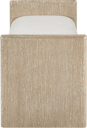 Meridian Furniture Hickory Upholstered Bench with Wood Frame and Woven Textile for Bedroom or Entryway Decor Cream A 22021Cream