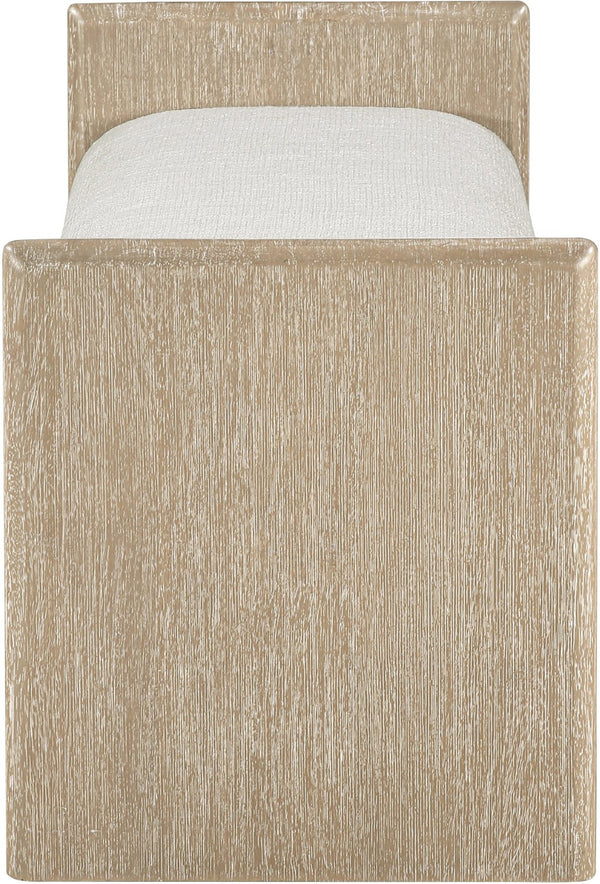 Meridian Furniture Hickory Upholstered Bench with Wood Frame and Woven Textile for Bedroom or Entryway Decor Cream A 22021Cream
