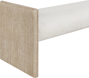 Meridian Furniture Hickory Upholstered Bench with Wood Frame and Woven Textile for Bedroom or Entryway Decor Cream A 22021Cream