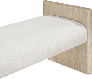 Meridian Furniture Hickory Upholstered Bench with Wood Frame and Woven Textile for Bedroom or Entryway Decor Cream A 22021Cream