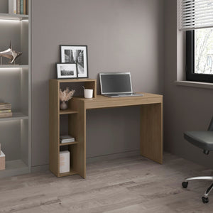 English Elm Computer desk with 3 shelves for home office organization, durable engineered wood, eco-friendly finish Beige 40.55 L x 43.3 W x 3.54 H B097P262377