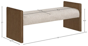 Meridian Furniture Hickory Upholstered Bench with Wood Frame and Woven Textile for Bedroom or Entryway Decor Beige B 22022Beige