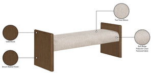 Meridian Furniture Hickory Upholstered Bench with Wood Frame and Woven Textile for Bedroom or Entryway Decor Beige B 22022Beige