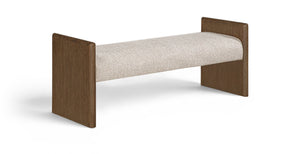 Meridian Furniture Hickory Upholstered Bench with Wood Frame and Woven Textile for Bedroom or Entryway Decor Beige B 22022Beige