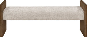 Meridian Furniture Hickory Upholstered Bench with Wood Frame and Woven Textile for Bedroom or Entryway Decor Beige B 22022Beige