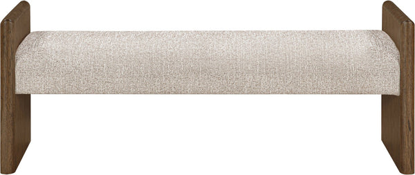 Meridian Furniture Hickory Upholstered Bench with Wood Frame and Woven Textile for Bedroom or Entryway Decor Beige B 22022Beige