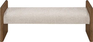 Meridian Furniture Hickory Upholstered Bench with Wood Frame and Woven Textile for Bedroom or Entryway Decor Beige B 22022Beige