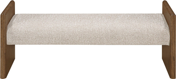 Meridian Furniture Hickory Upholstered Bench with Wood Frame and Woven Textile for Bedroom or Entryway Decor Beige B 22022Beige