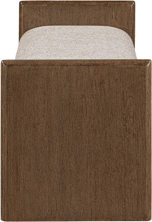Meridian Furniture Hickory Upholstered Bench with Wood Frame and Woven Textile for Bedroom or Entryway Decor Beige B 22022Beige