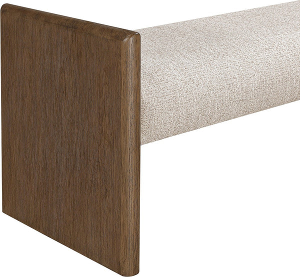 Meridian Furniture Hickory Upholstered Bench with Wood Frame and Woven Textile for Bedroom or Entryway Decor Beige B 22022Beige