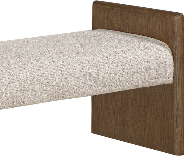 Meridian Furniture Hickory Upholstered Bench with Wood Frame and Woven Textile for Bedroom or Entryway Decor Beige B 22022Beige