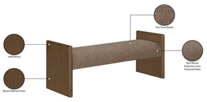 Meridian Furniture Hickory Upholstered Bench with Wood Frame and Woven Textile for Bedroom or Entryway Decor Brown B 22022Brown