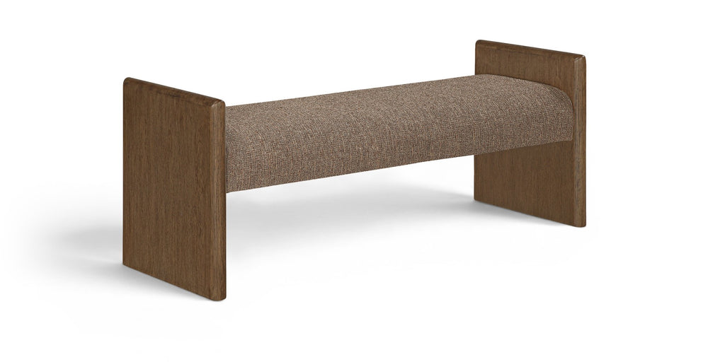 Meridian Furniture Hickory Upholstered Bench with Wood Frame and Woven Textile for Bedroom or Entryway Decor Brown B 22022Brown