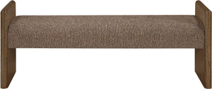Meridian Furniture Hickory Upholstered Bench with Wood Frame and Woven Textile for Bedroom or Entryway Decor Brown B 22022Brown