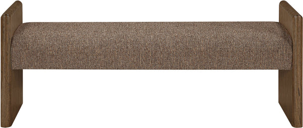 Meridian Furniture Hickory Upholstered Bench with Wood Frame and Woven Textile for Bedroom or Entryway Decor Brown B 22022Brown