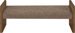 Meridian Furniture Hickory Upholstered Bench with Wood Frame and Woven Textile for Bedroom or Entryway Decor Brown B 22022Brown
