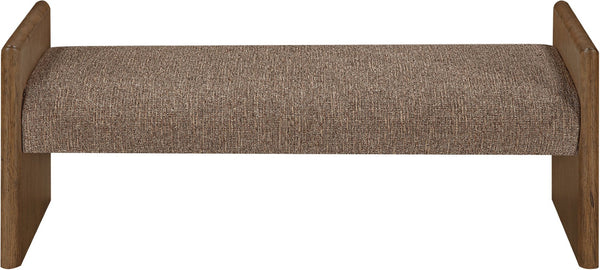 Meridian Furniture Hickory Upholstered Bench with Wood Frame and Woven Textile for Bedroom or Entryway Decor Brown B 22022Brown