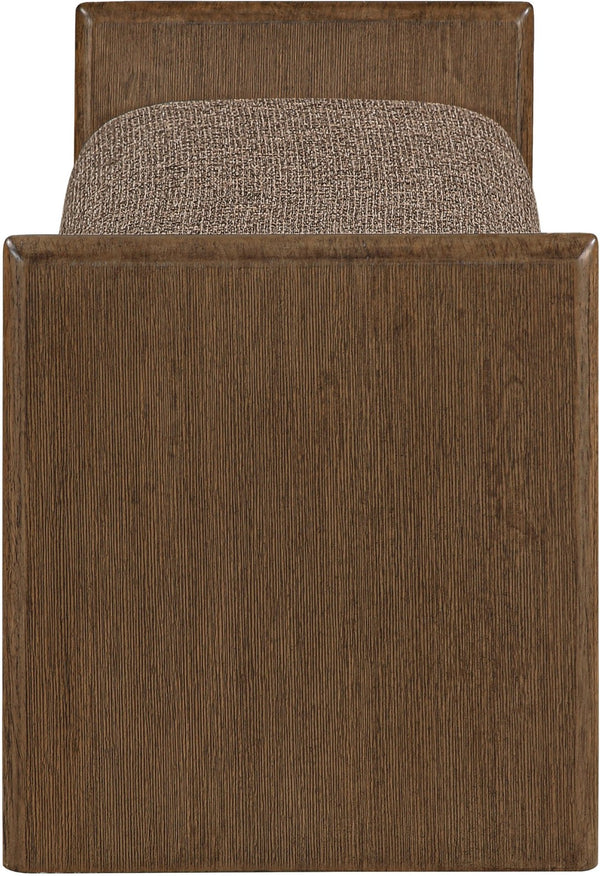Meridian Furniture Hickory Upholstered Bench with Wood Frame and Woven Textile for Bedroom or Entryway Decor Brown B 22022Brown