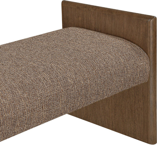 Meridian Furniture Hickory Upholstered Bench with Wood Frame and Woven Textile for Bedroom or Entryway Decor Brown B 22022Brown