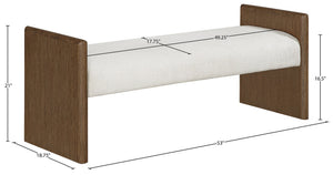Meridian Furniture Hickory Upholstered Bench with Wood Frame and Woven Textile for Bedroom or Entryway Decor Cream B 22022Cream
