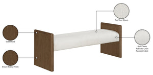 Meridian Furniture Hickory Upholstered Bench with Wood Frame and Woven Textile for Bedroom or Entryway Decor Cream B 22022Cream